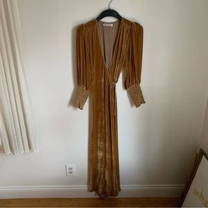 Reformation gold velvet maxi dress